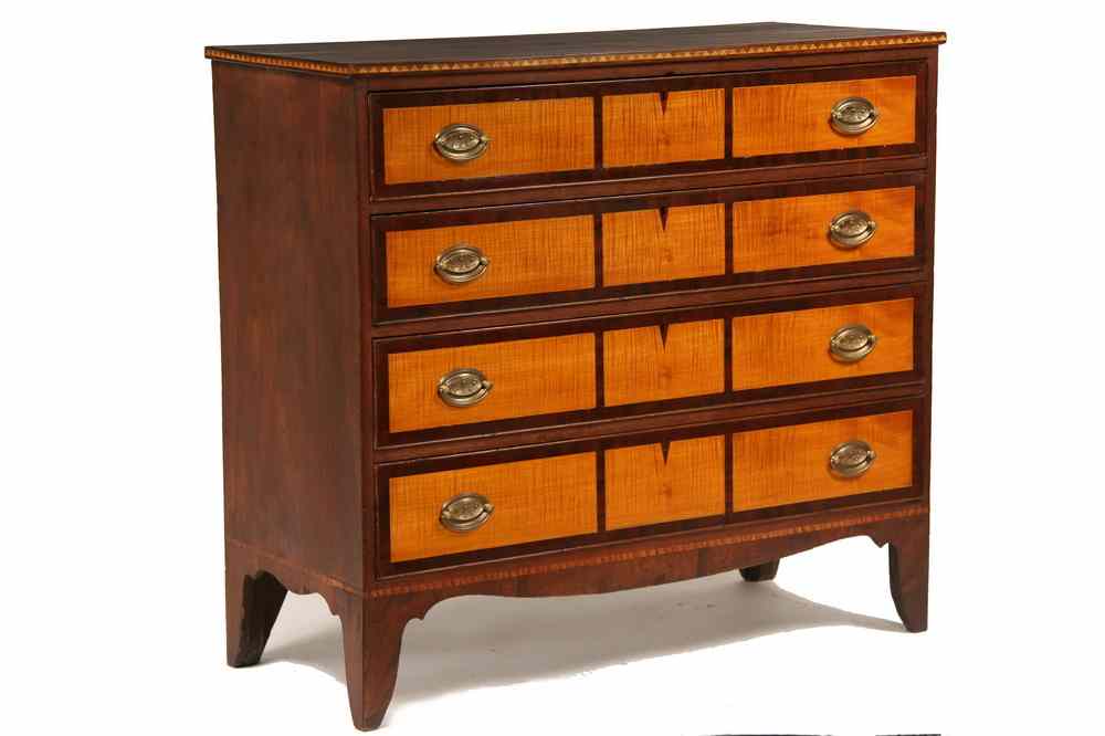 Appraisal: FEDERAL CHEST - Mahogany Hepplewhite Chest circa one-board overhanging top