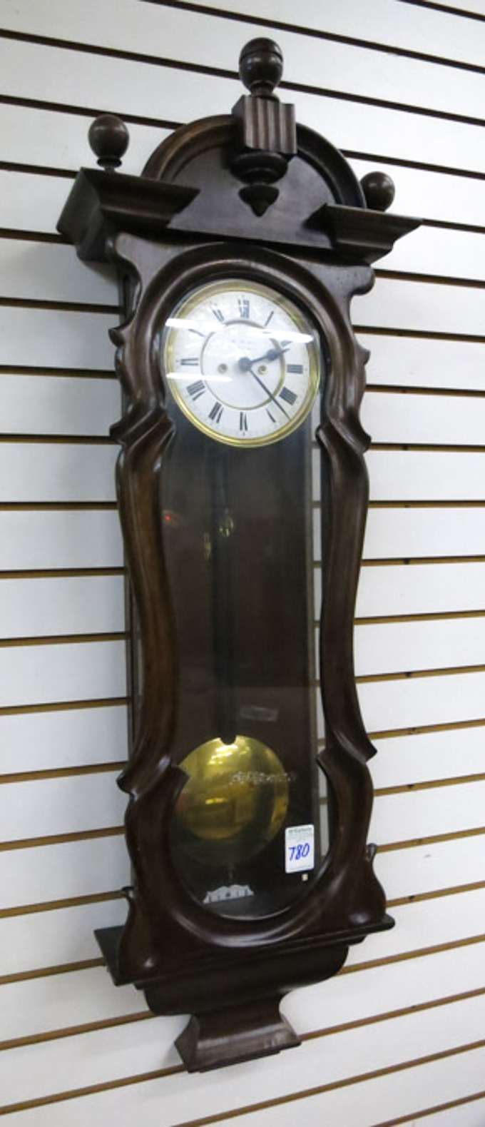 Appraisal: TWO-WEIGHT REGULATOR WALL CLOCK Schonberg Germany c with serpentine molded