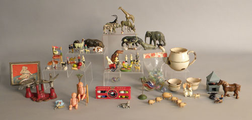 Appraisal: Miscellaneous toys including marbles blacksmith shop miniature farm figures etc