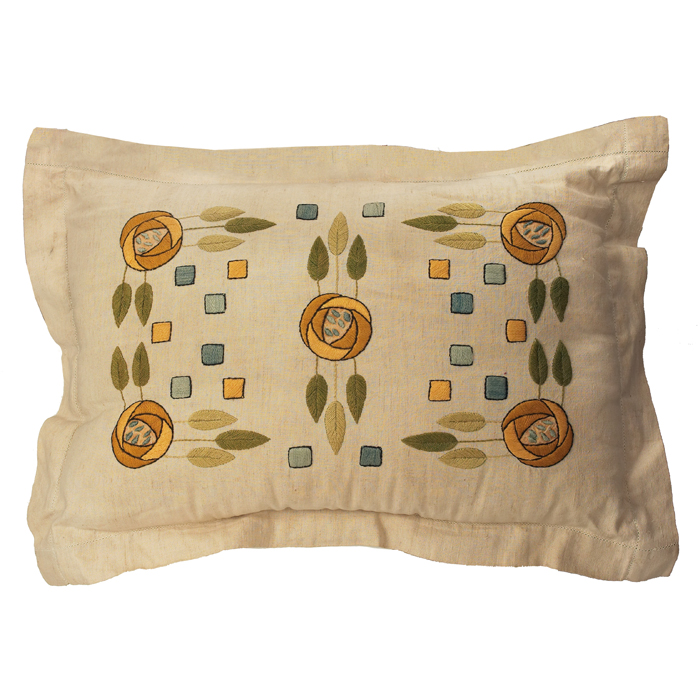 Appraisal: Fine Arts Crafts pillow colorful embroidered design of yellow roses