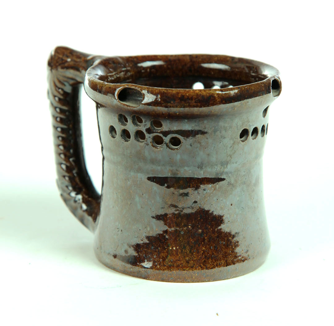 Appraisal: PUZZLE MUG BY GEORGE OHR BILOXI MISSISSIPPI - Redware with