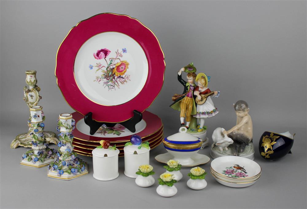 Appraisal: TWENTY-TWO ENGLISH AND CONTINENTAL PORCELAIN PIECES including a Berlin rococco