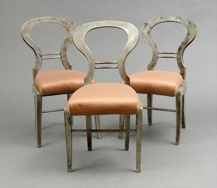 Appraisal: Three Biedermeier Inlaid Walnut Side Chairs x x in