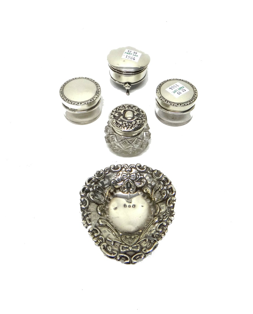 Appraisal: Silver and silver mounted wares comprising a pair of glass