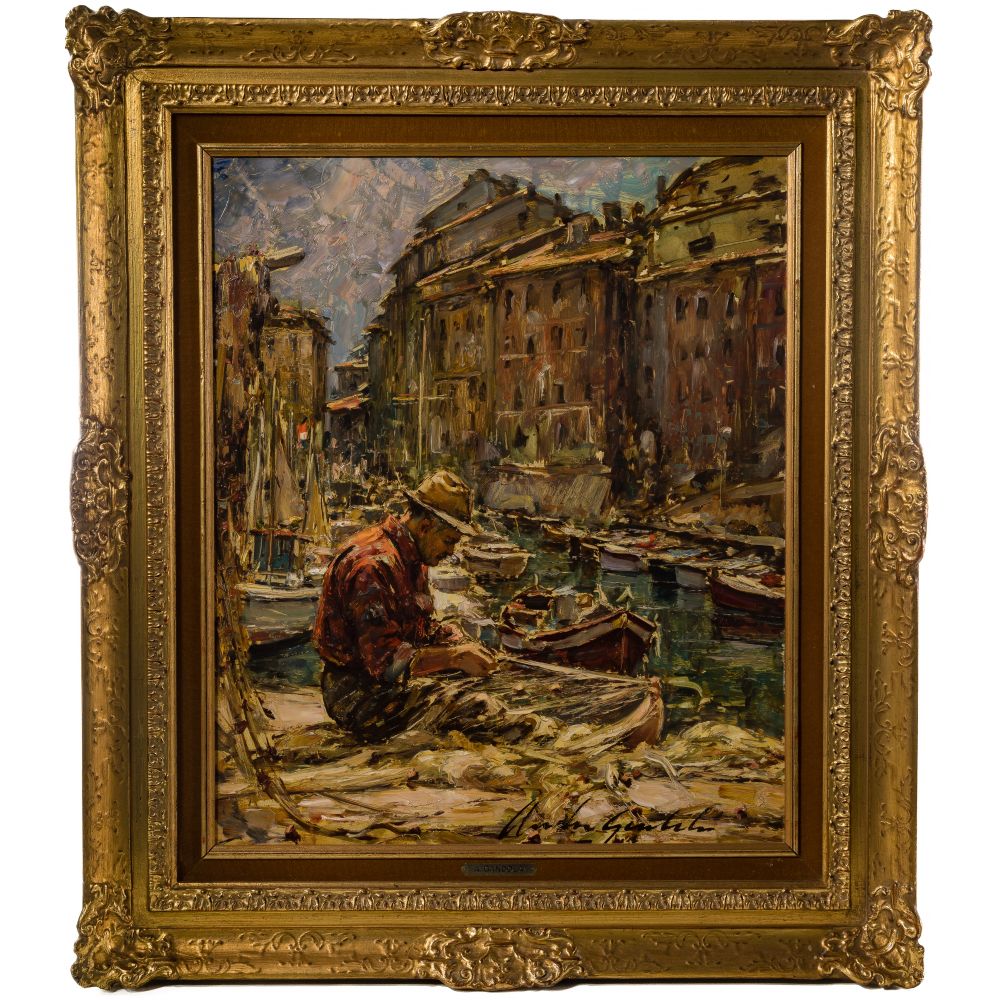 Appraisal: ANDREA GANDOLA ITALIAN B PESCATORE A CAMOGLI OIL ON BOARDUndated