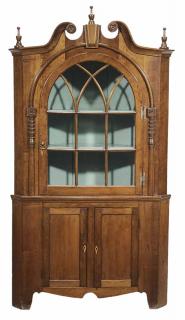 Appraisal: Federal Cherry Corner Cupboard probably Pennsylvania early th century two-case