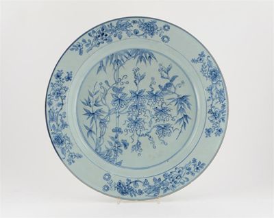 Appraisal: A large Chinese blue and white plate the border painted