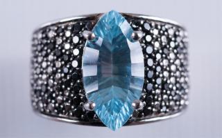 Appraisal: Marquise Blue Topaz Sterling Ring Marked Thailand to inner shank