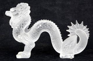 Appraisal: Lalique molded and frosted crystal dragon Lalique molded and frosted