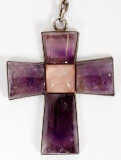 Appraisal: SPRATLING SILVER AND AMETHYST CROSS ON CHAIN SPRATLING SILVER AND