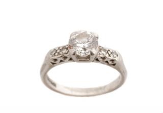 Appraisal: Vintage Platinum Diamond Engagement Ring A vintage platinum engagement ring