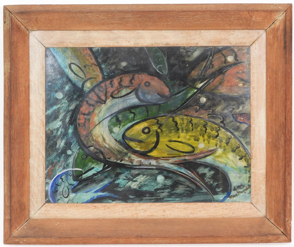 Appraisal: MAX MACCABE ABSTRACT FISH PAINTING Ireland England United Kingdom -