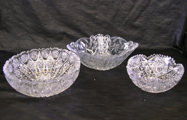 Appraisal: Group of Three Cut Glass Bowls consisting of a good