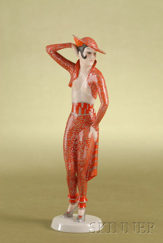 Appraisal: Rosenthal Porcelain Figure of an Exotic Dancer Germany c red