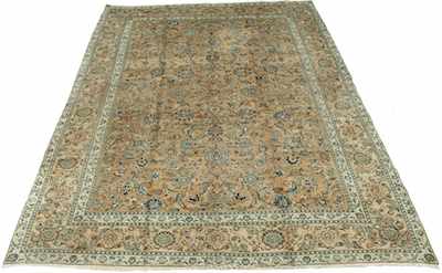 Appraisal: A Persian Ivory Mashad Carpet Apprx '- x '- Low