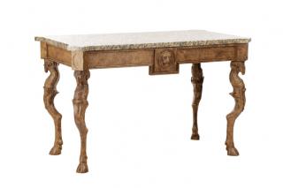 Appraisal: Polychromed Louis XV Style Granite Console Table Continental late th