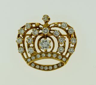 Appraisal: Diamond Pin k yellow gold diamond set crown pin Prong