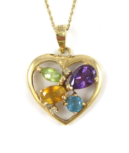 Appraisal: MULTI-COLOR GEMSTONE PENDANT NECKLACE suspended on a k yellow gold