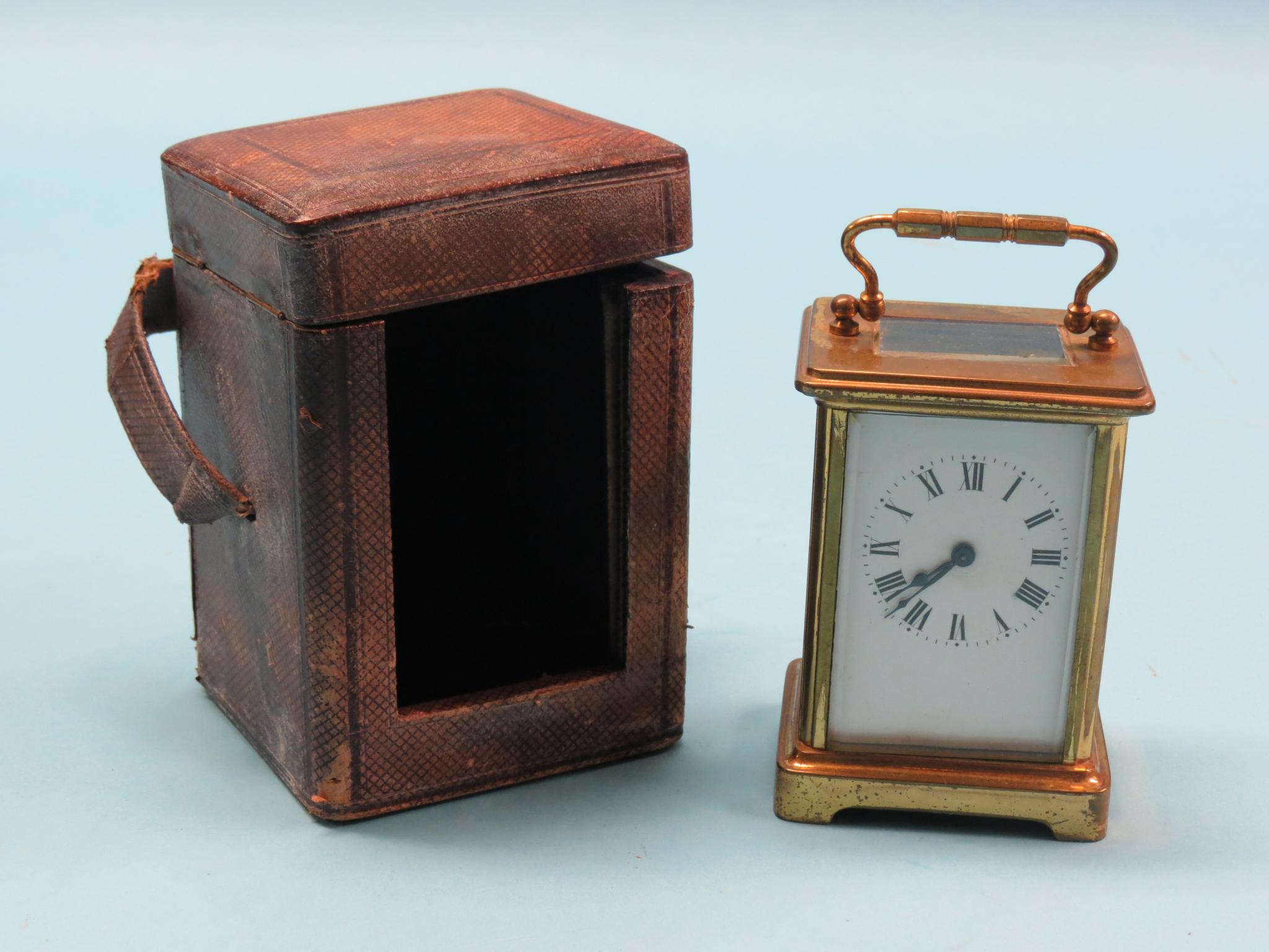 Appraisal: An early th century French carriage clock with enamelled dial