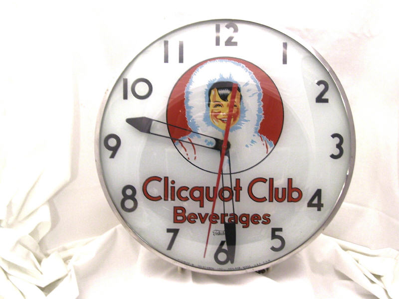 Appraisal: Clicoquot Club Bubble Face Clock Bubble face clock White background