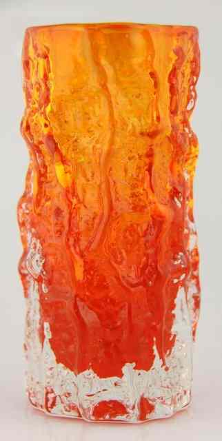 Appraisal: A Whitefriars bark moulded glass vase in tangerine orange designed