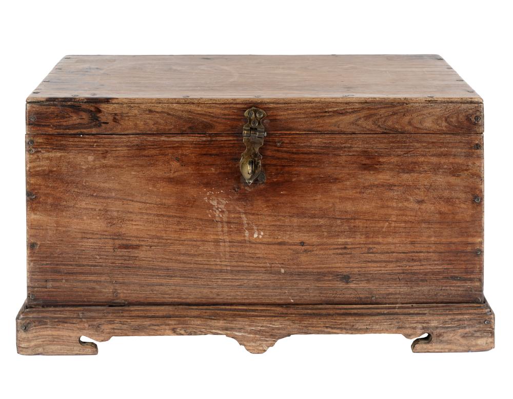 Appraisal: CHINESE HARDWOOD TRAVELING CASEthe hinged lid with brass latch opening