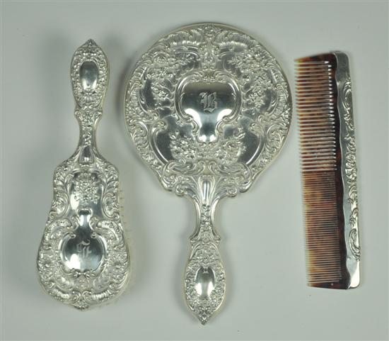 Appraisal: Gorham Sterling Dresser Set Mid- th Century Hand mirror hair