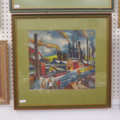 Appraisal: Abram Tromka silkscreen WPA industrial scene image area x well