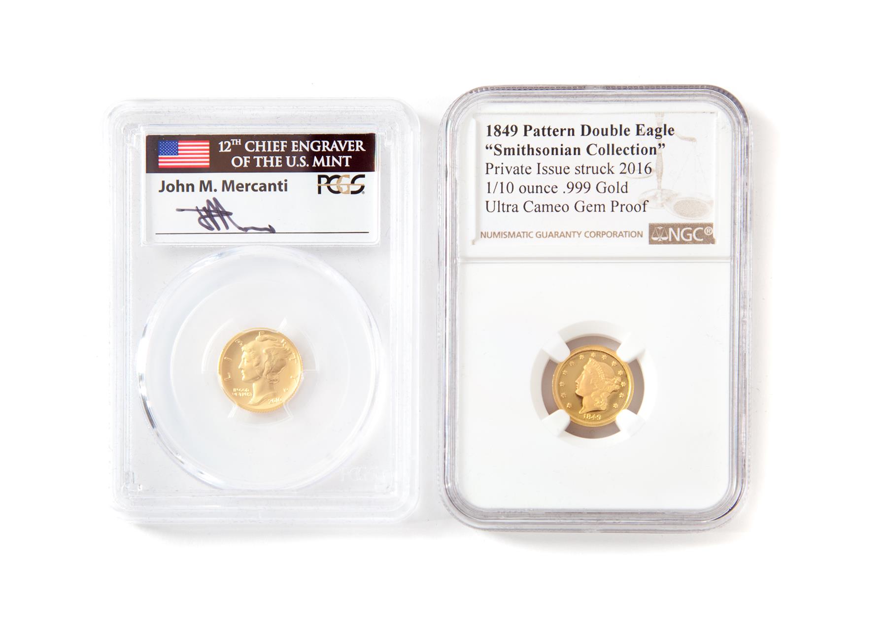 Appraisal: TWO GOLD AMERICAN COINS -W Mercury dime th Anniversary First