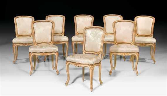 Appraisal: SET OF OF PAINTED CHAIRS EN CABRIOLET Louis XV style