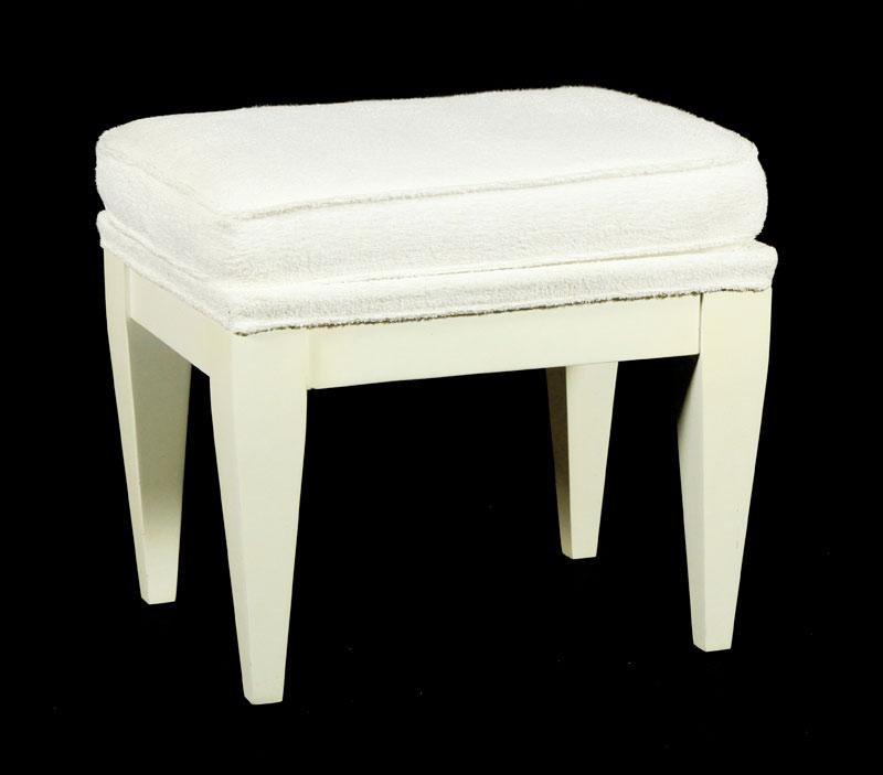 Appraisal: - Upholstered Ottoman Upholstered ottoman in white terry cloth upholstery