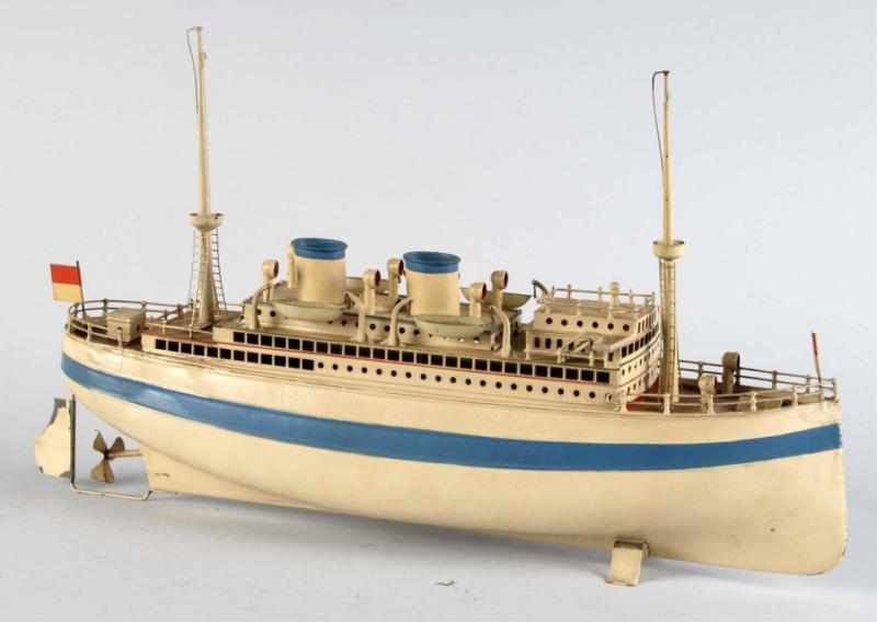 Appraisal: Handpainted Tin Fleischmann Ocean Liner Toy Description German Marked Fleischmann