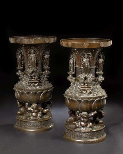 Appraisal: Large and Impressive Pair of Japanese Bronze Vases Meiji period