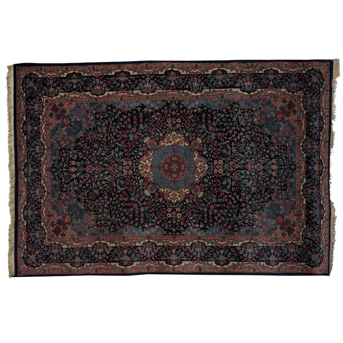 Appraisal: Kerman rug c floral design with central medallion minor wear