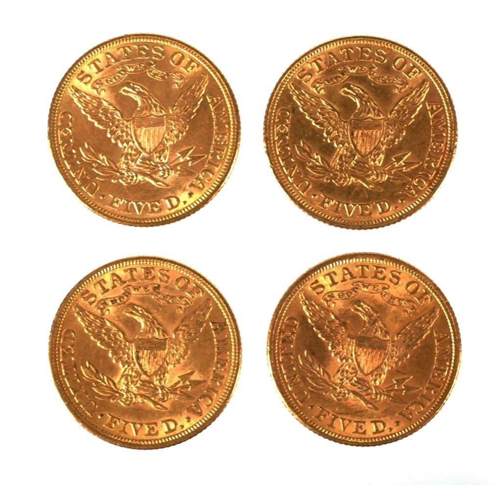 Appraisal: U S GOLD HALF EAGLE COINS LIBERTY HEAD four United