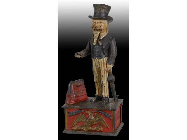 Appraisal: Cast Iron Uncle Sam Mechanical Bank Description Working well All