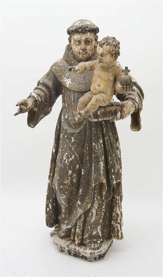 Appraisal: Continental Carved and Polychrome Decorated Figural Group th century depicting