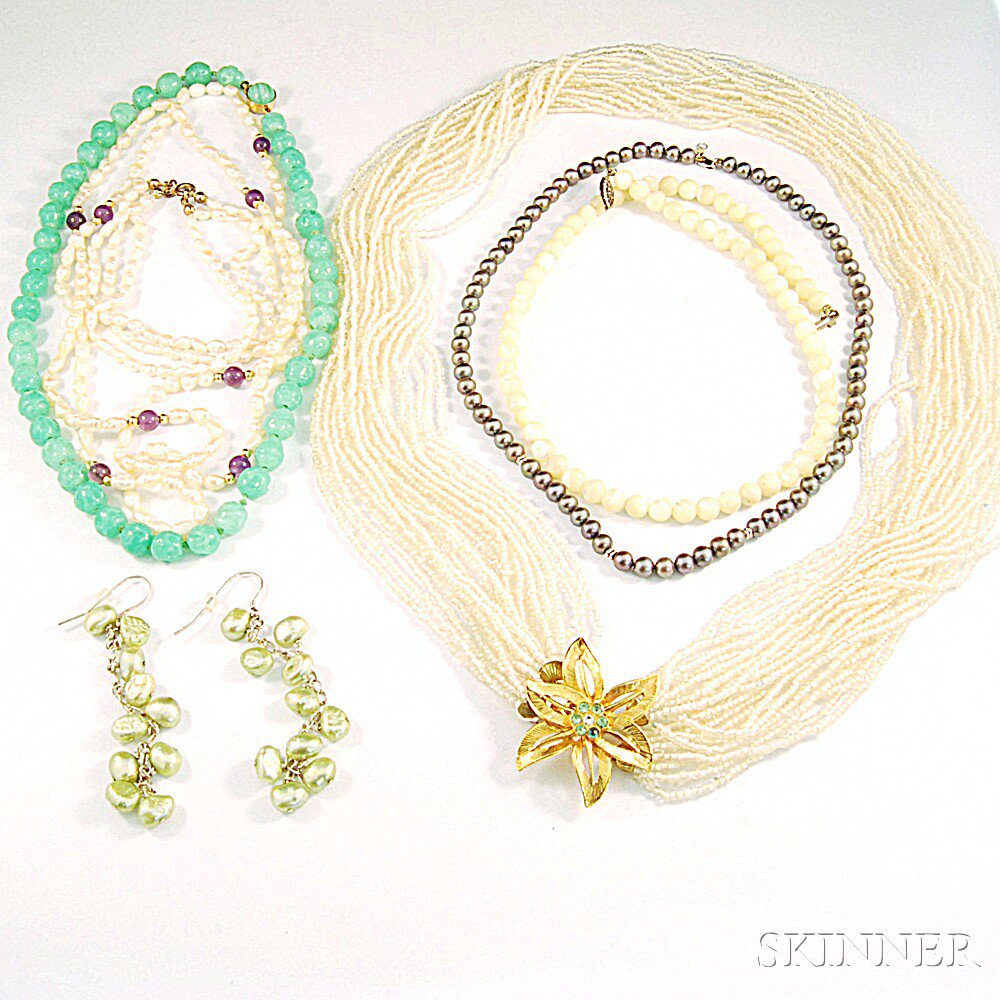 Appraisal: Group of Jewelry including a multi-strand beaded torsade-style necklace with