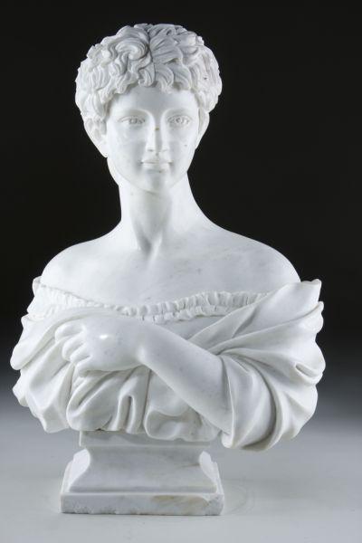 Appraisal: Classical Style Marble Bust of Maiden finely carved white marble