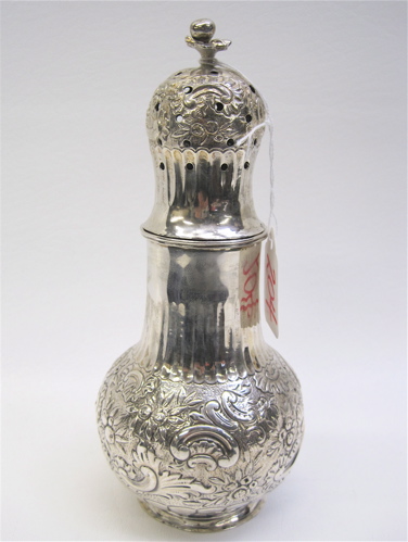 Appraisal: NETHERLANDS SILVER SUGAR SHAKER hallmarked with the Lion Passant silver