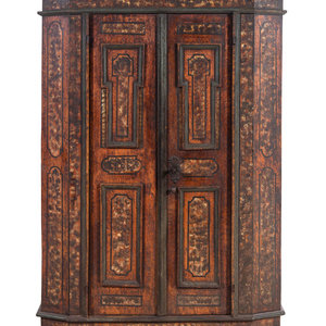 Appraisal: A German or Northern European Painted Schrank th Century Height