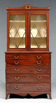 Appraisal: Fine Federal inlaid secretary desk two-case construction mahogany with poplar