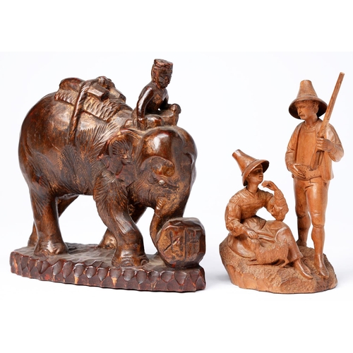 Appraisal: A South East Asian carved wood sculpture of an elephant