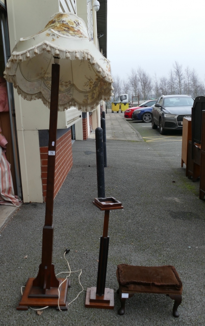 Appraisal: Art deco style standard lamp wooden standing ash tray and