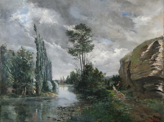 Appraisal: CHARLES BROCAS French - ALONG A STREAM signed lower right