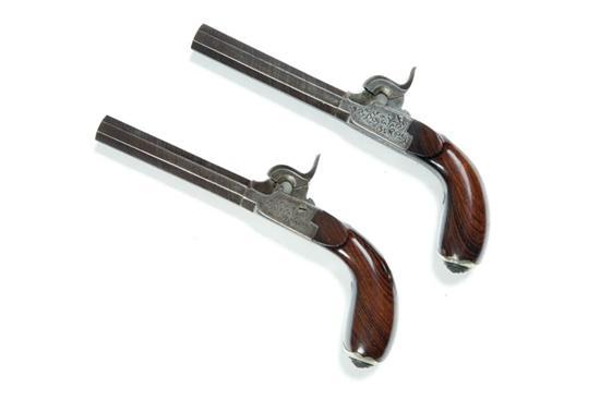 Appraisal: PAIR OF SMALL SCREW BARREL PERCUSSION PISTOLS Belgium th century