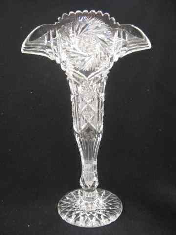 Appraisal: Brilliant Period Cut Glass Fan Vase pinwheel decor '' tall