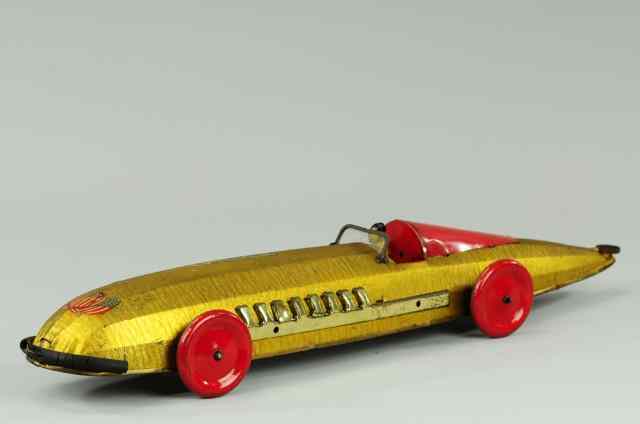 Appraisal: BUFFALO TOYS ''SILVER BULLET'' RACER Gold color version crinkle finish