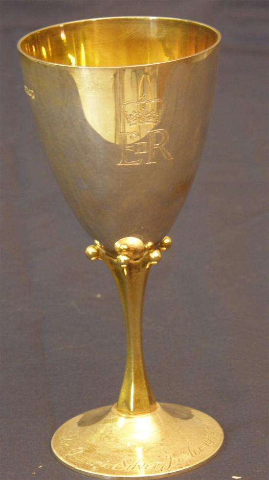 Appraisal: Mappin and Webb commemorative silver and silver gilt goblet for