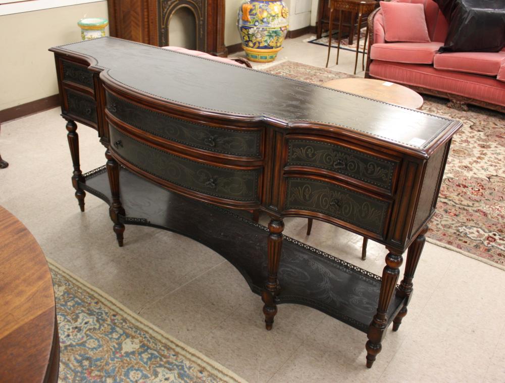 Appraisal: FEDERAL STYLE MAHOGANY SIDEBOARD imported recent production having a black